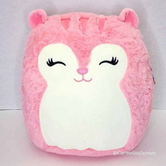 💛 AMINA 🐿️ULTRA RARE Pink Rainbow Squirrel FuzzAMallow Squishmallow NWT books - Picture 1 of 9